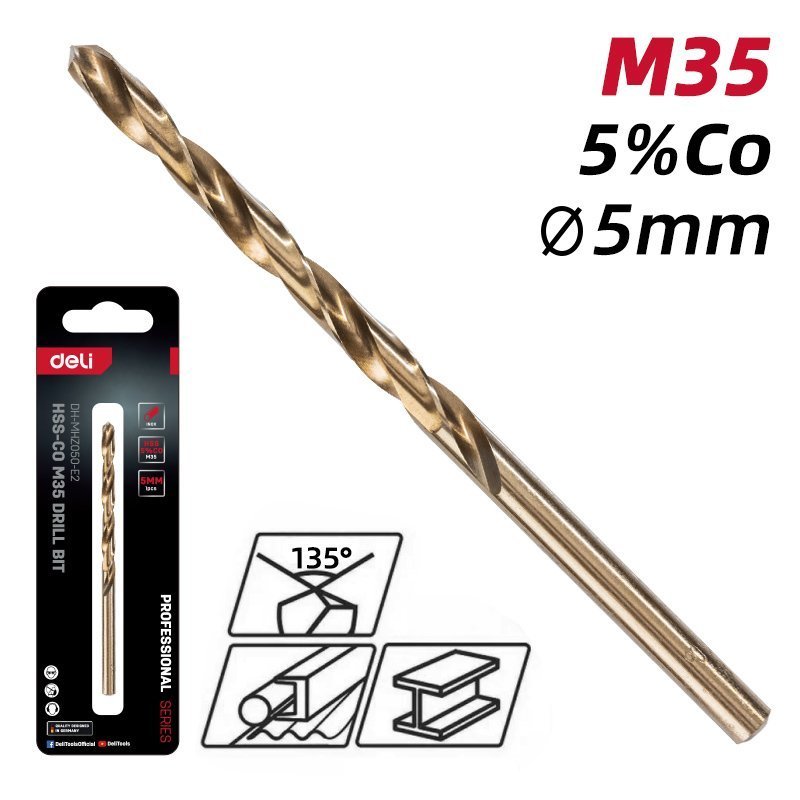 trypani gia metallo, M35 HSS 5% kovaltioy, DIN 388, 5x86mm, kylindriko 8695 Trypani metalloy 2
