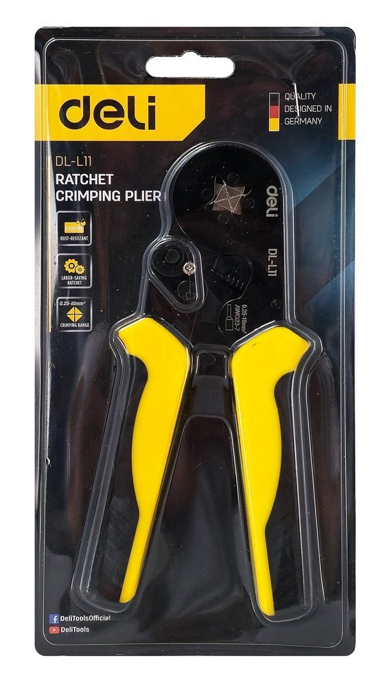 DELI πρέσα ακροδεκτών καλωδίων , διατομής 0.25-10mm², 180mm 8662 - Image 4