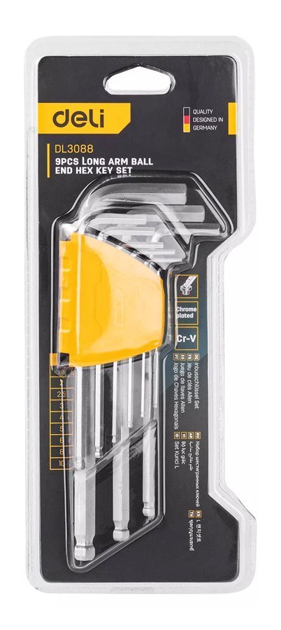 set kleidia Allen me makry vrachiona, 1.5-10mm, Cr-V, 9tmch 70 Allen 3