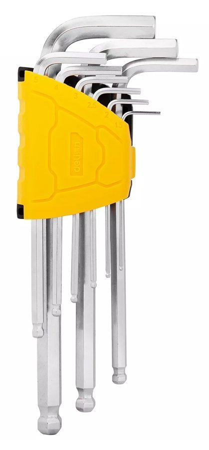 DELI σετ κλειδιά Allen  με μακρύ βραχίονα, 1.5-10mm, Cr-V, 9τμχ 70