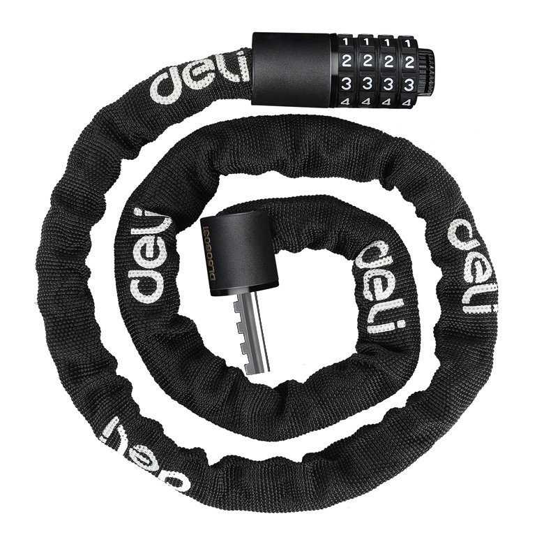 DELI κλειδαριά ποδηλάτου συνδυασμού , Φ4mm, 1m, μαύρη 8671