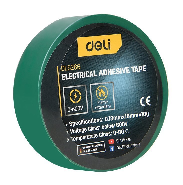 DELI μονωτική ταινία υψηλής αντοχής , 18mm x 9.15m, πράσινη 8667