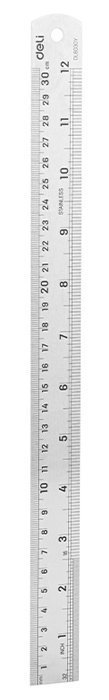 DELI μεταλλικός χάρακας , ανοξείδωτο ατσάλι, 12"/30cm, ασημί 8658