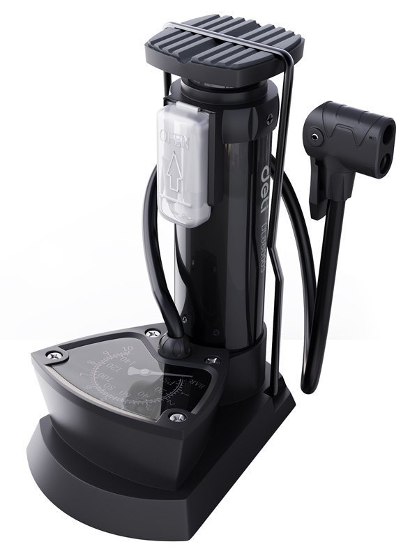 DELI τρόμπα ποδιού  με μανόμετρο, 140PSI, μαύρη 8681