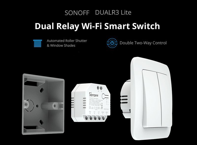 SONOFF smart διακόπτης Lite, 2-Gang, Wi-Fi, 15A, λευκός 3415 - Image 2