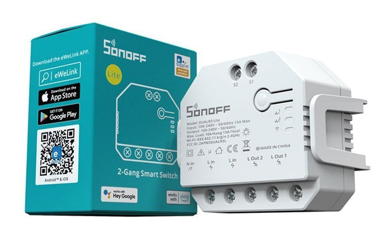SONOFF smart διακόπτης Lite, 2-Gang, Wi-Fi, 15A, λευκός 3415 - Image 5