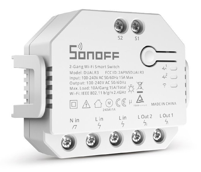 SONOFF smart διακόπτης , 2-Gang, WiFi, 15A, λευκός 3210
