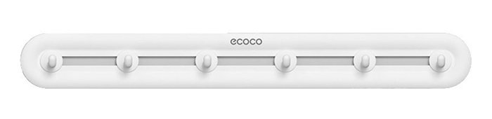 ECOCO κρεμάστρα μπάνιου/κουζίνας  με 6 γάντζους, 3.8x5x40cm, λευκή 7615
