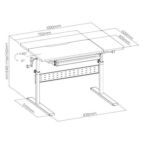 paidiko grafeio, rythmizomeno, 100x60x54~76cm, leyko 4316 Grafeio 9