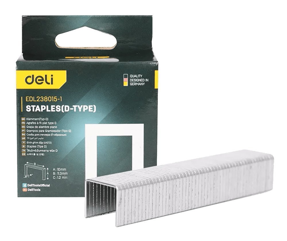 DELI συνδετήρες σχήματος Π  για καρφωτικό, 1.2x10x11.3mm, 1000τμχ 145