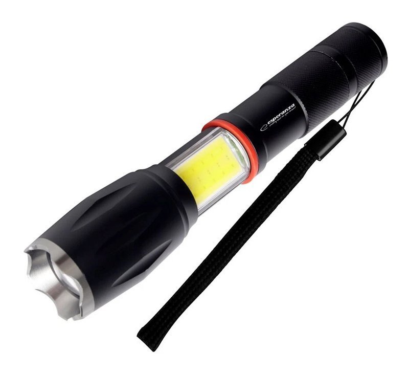 ESPERANZA φορητός φακός LED , 250lm, IPX3, zoom, με μαγνήτη, μαύρος 9326
