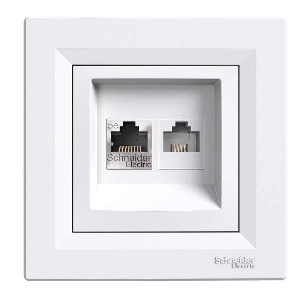SCHNEIDER ELECTRIC επιτοίχια πρίζα δικτύου RJ45 & RJ12 Asfora 4630