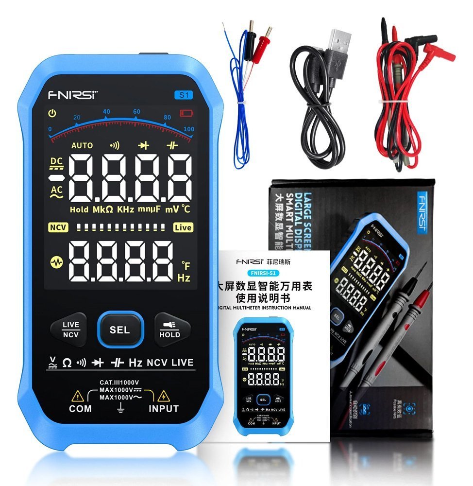 psifiako polymetro S1, 1000V AC/DC, NCV, RMS, epanafortizomeno 7976 Polymetro 5