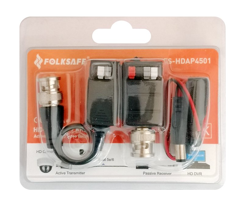FOLKSAFE Video Balun για CCTV, active transmitter/passive receiver 7091 - Image 2