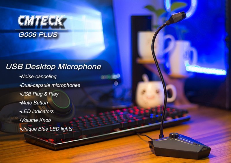 epitrapezio mikrofono lus me eykampto vrachiona, omnidirectional, USB, mayro 8817 USB 2