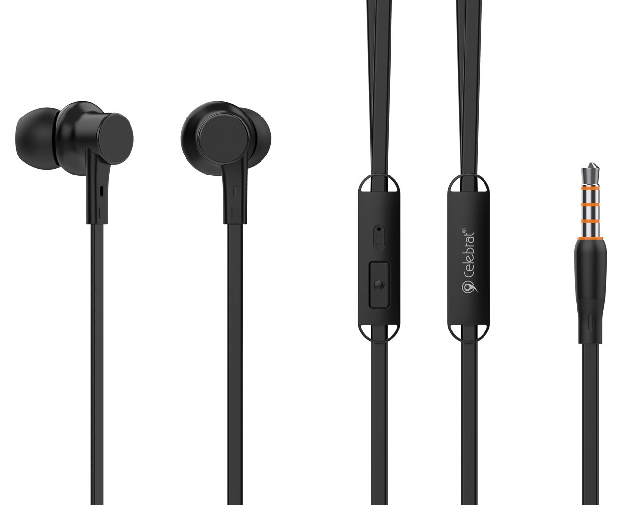 CELEBRAT earphones με μικρόφωνο , 3.5mm σύνδεση, Φ10mm, 1.2m, μαύρα 4616