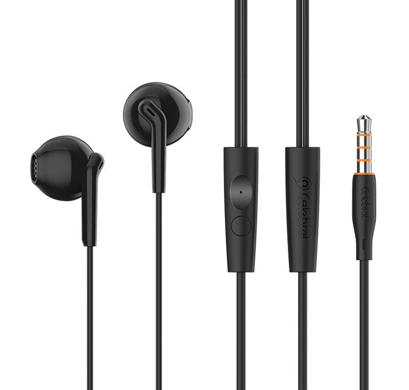 CELEBRAT earphones με μικρόφωνο , 3.5mm σύνδεση, 14mm, 1.2m, μαύρα 7862