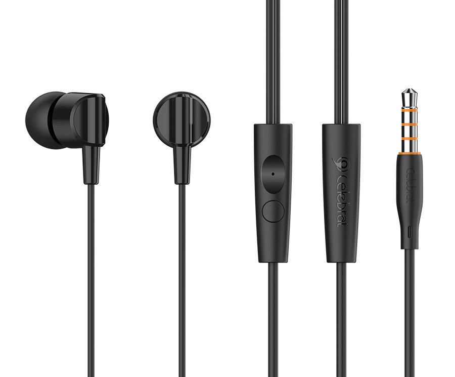 CELEBRAT earphones με μικρόφωνο , 3.5mm σύνδεση, 10mm, 1.2m, μαύρα 7864