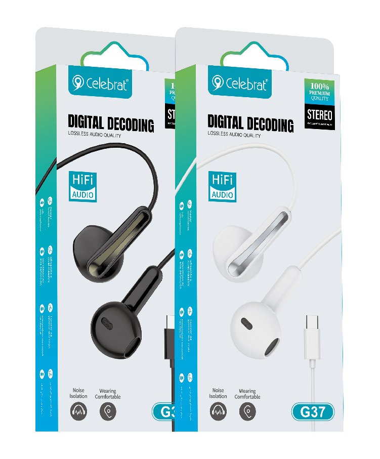 earphones me mikrofono, USB-C syndesi, 14.2mm, 1.2m, leyka 8207 Earphones