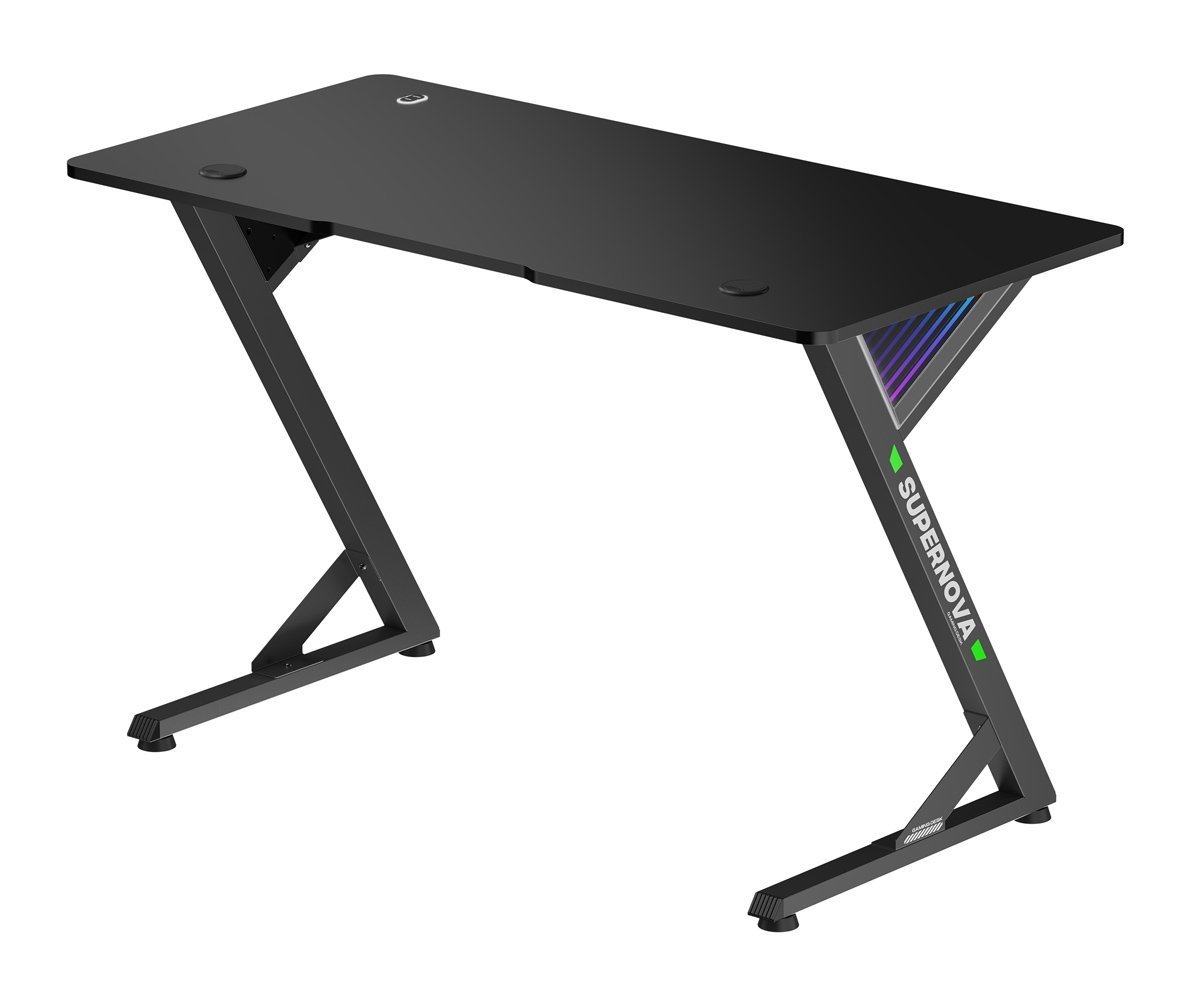 BRATECK gaming γραφείο με RGB φωτισμό, 120x60x75cm, μαύρο 8316 - Image 8