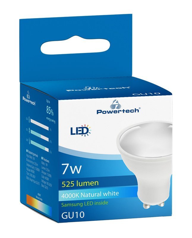 POWERTECH LED λάμπα spot , 7W, 4000K, GU10, Samsung LED 2841 - Image 3