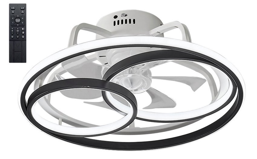 POWERTECH ανεμιστήρας οροφής  με LED φως, 50W, Φ50x21cm, μαύρος 4794
