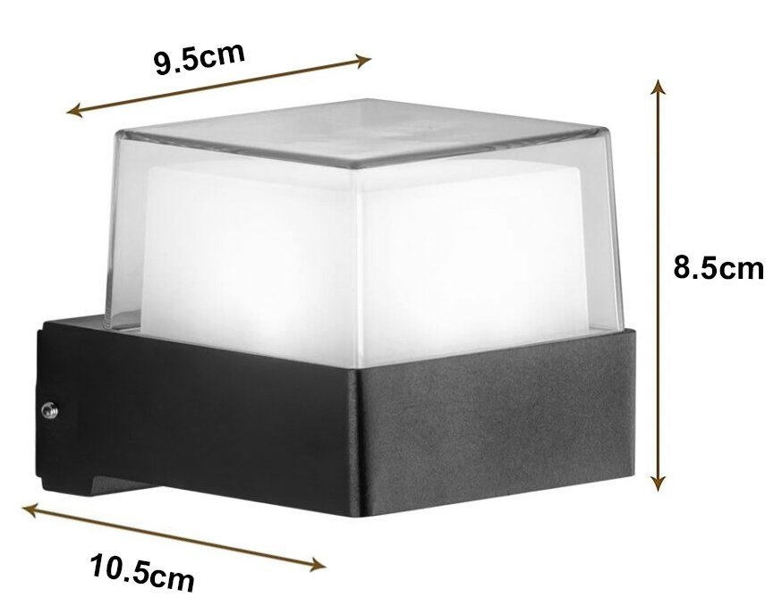 POWERTECH LED φωτιστικό τοίχου , 7W, 4000K, 560lm, IP65, μαύρο 6611 - Image 5