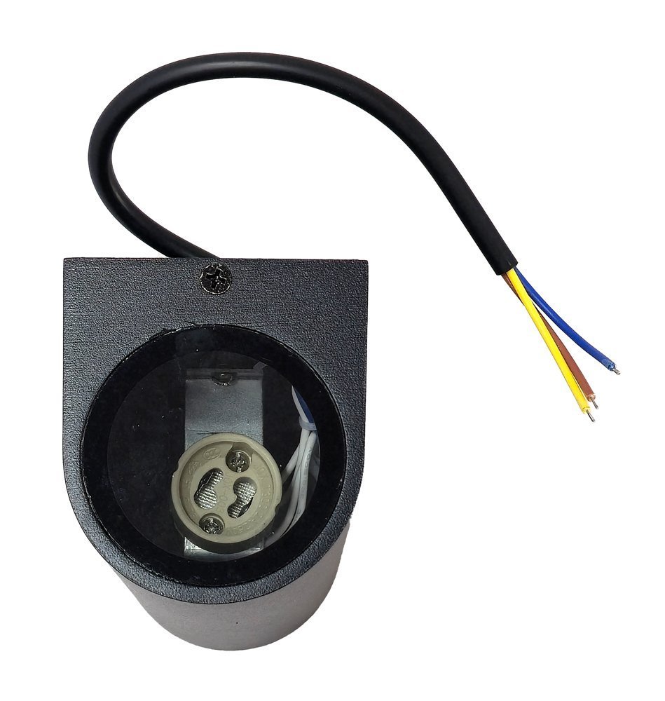 fotistiko toichoy gia 2x GU10 lampes, metalliko, IP65, mayro 8827 Mayro