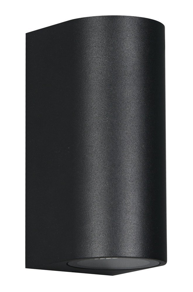 fotistiko toichoy gia 2x GU10 lampes, metalliko, IP65, mayro 8827 Mayro
