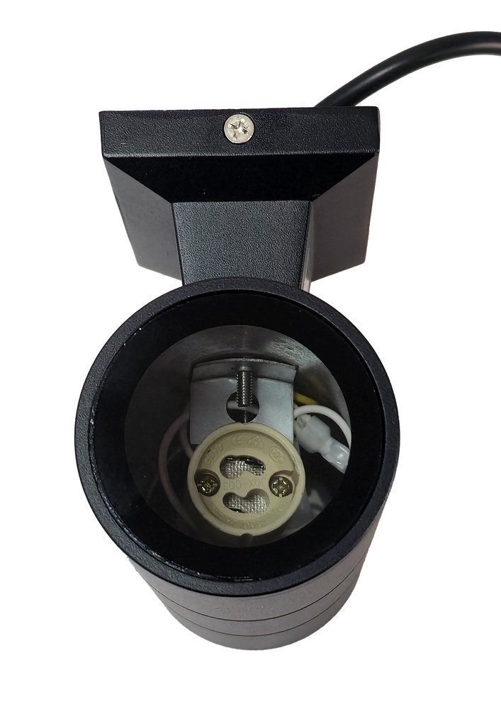 fotistiko toichoy gia 2x GU10 lampes, metalliko, IP65, mayro 8829 Mayro