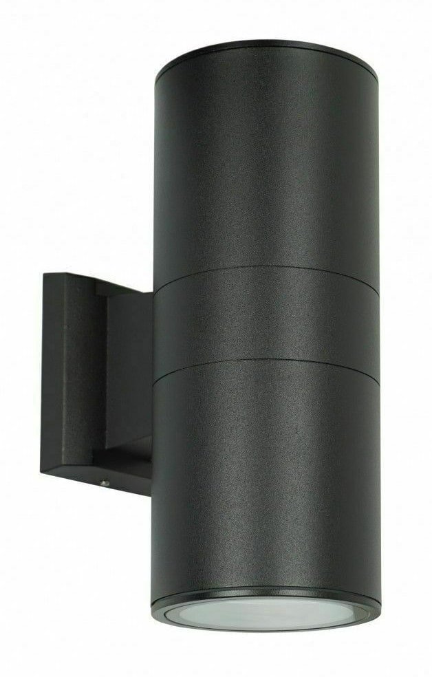 fotistiko toichoy gia 2x GU10 lampes, metalliko, IP65, mayro 8829 Mayro