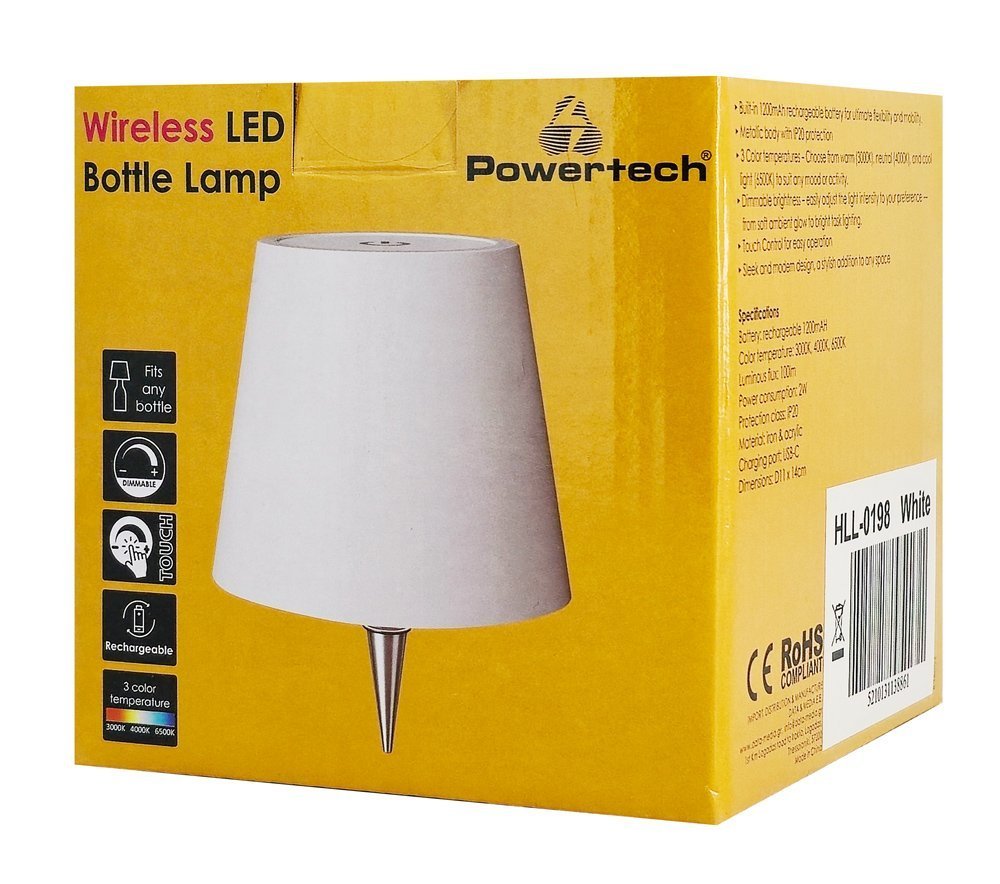 POWERTECH LED φωτιστικό για μπουκάλι , ρυθμιζόμενο, επαναφορτιζόμενο, λευκό 8966 - Image 5