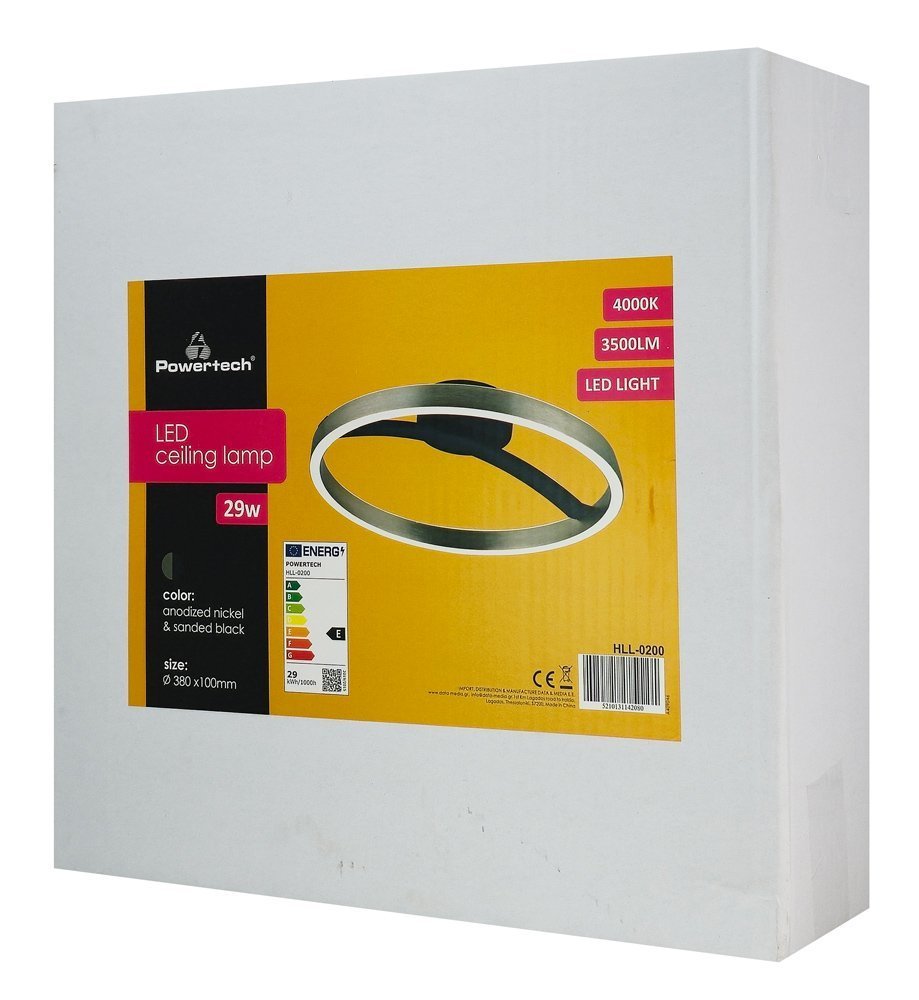 POWERTECH LED φωτιστικό οροφής , 29W, 4000K, Φ38x10cm, ασημί/μαύρο 9100 - Image 6