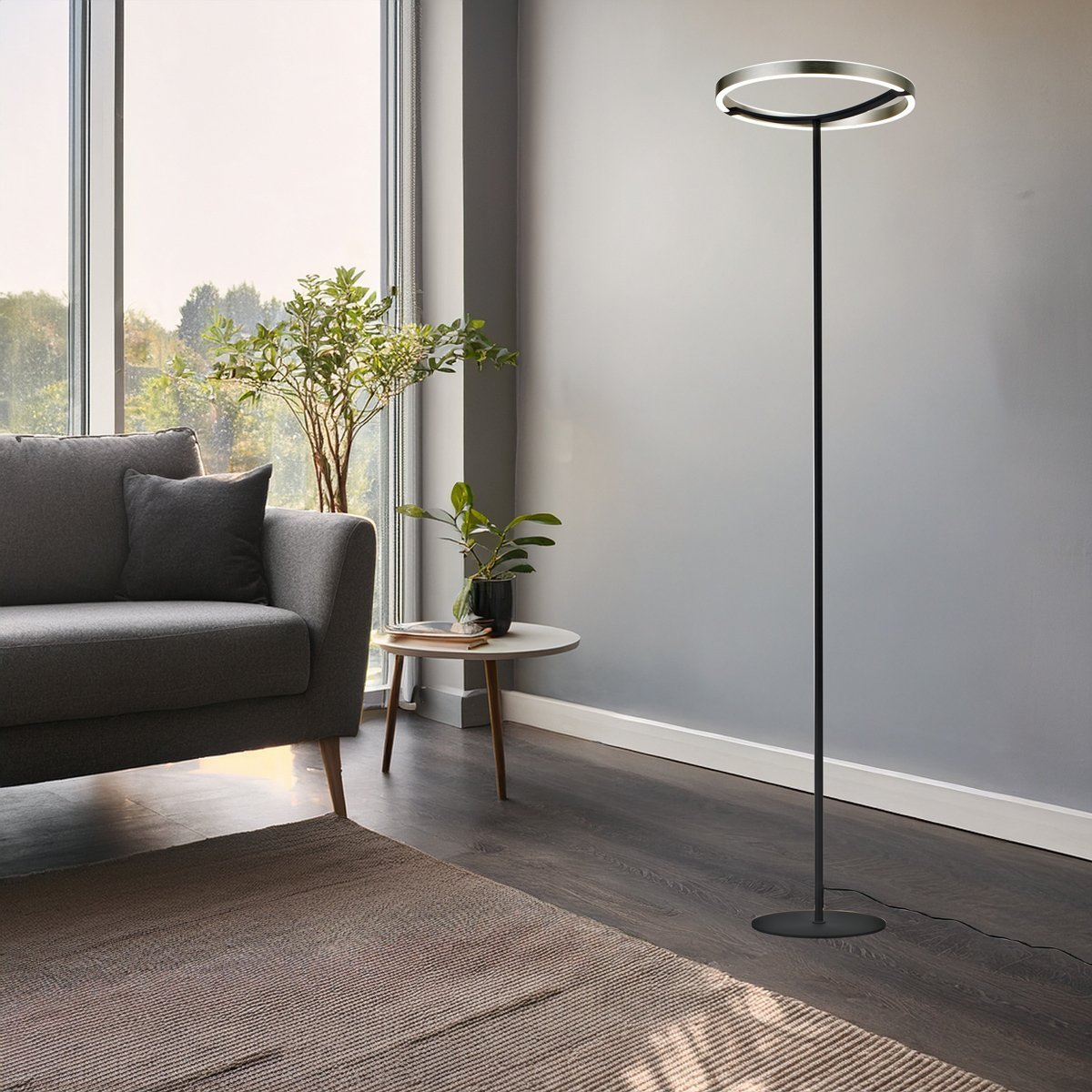 POWERTECH LED φωτιστικό δαπέδου , 42W, 4000K, Φ38x157cm, ασημί/μαύρο 9104 - Image 3