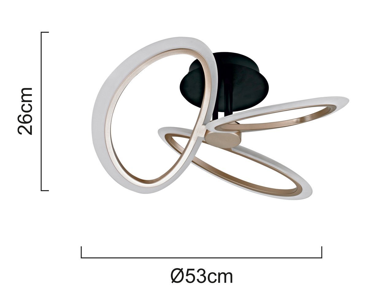 LED fotistiko orofis, 40W, 4000K, F53x26cm, opal chryso/mayro 9132 Ensomatomeno LED