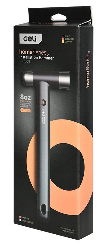 DELI σφυρί μπάλας με αντιολισθητική λαβή, 250gr, 245mm, γκρι/μαύρο 225 - Image 3