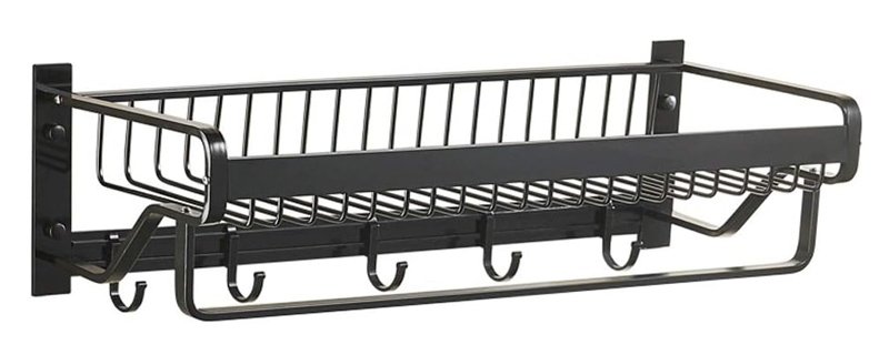 HOME USE κρεμάστρα με ράφι , μεταλλική 57x22x13cm, μαύρη 6187