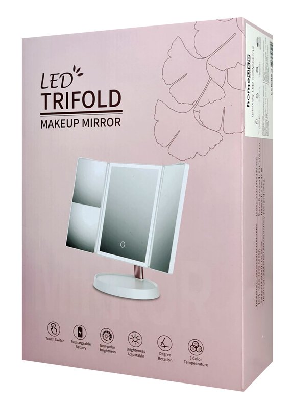 HOME USE επιτραπέζιος καθρέφτης , LED φως, 1x/2x/3x zoom, 2000mAh, λευκός 6583 - Image 7
