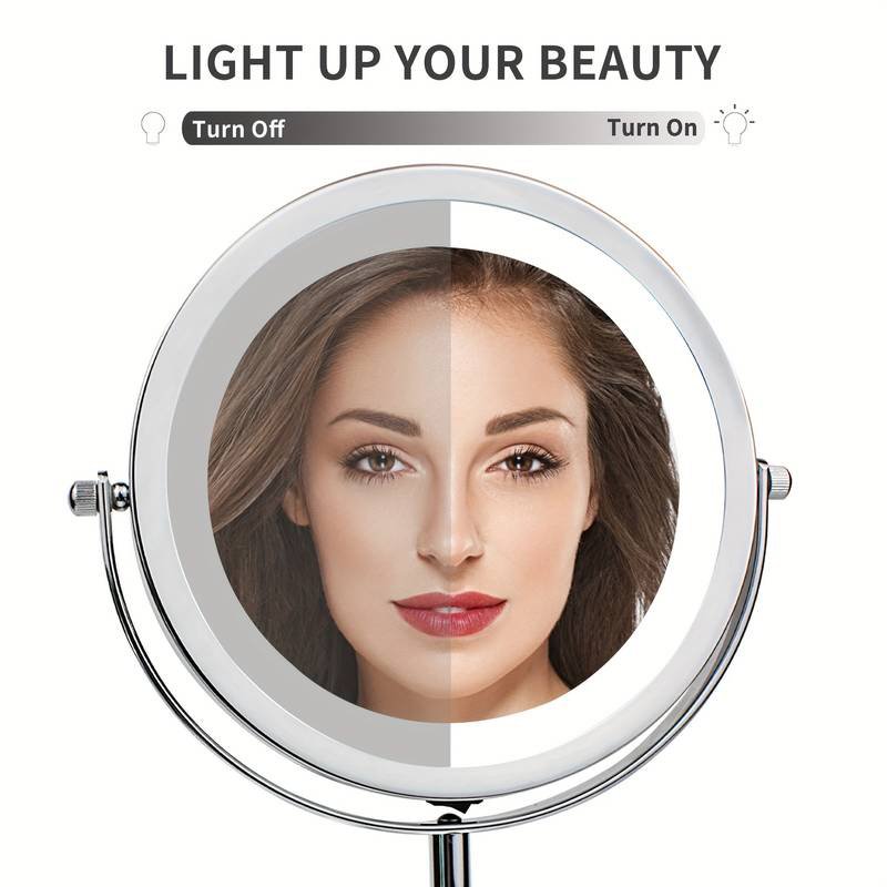 HOME USE επιτραπέζιος καθρέφτης με LED φως, 1x/5x zoom, ασημί 6585 - Image 3
