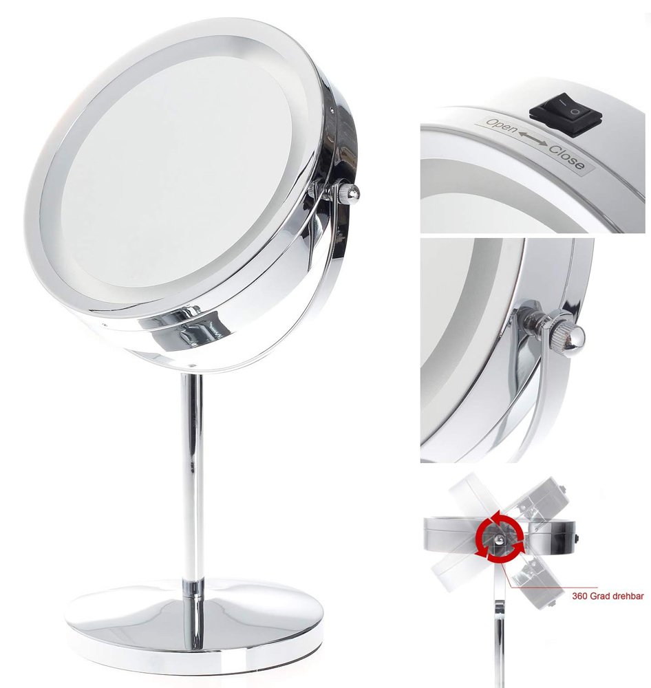 HOME USE επιτραπέζιος καθρέφτης με LED φως, 1x/5x zoom, ασημί 6585 - Image 6