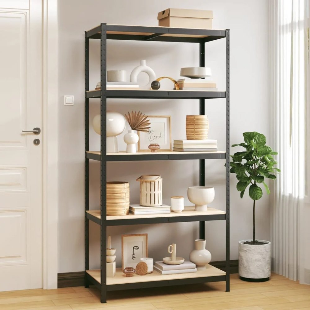 HOME USE μεταλλική ραφιέρα με 5 ράφια, 90x40x180cm, μαύρη 7618 - Image 2
