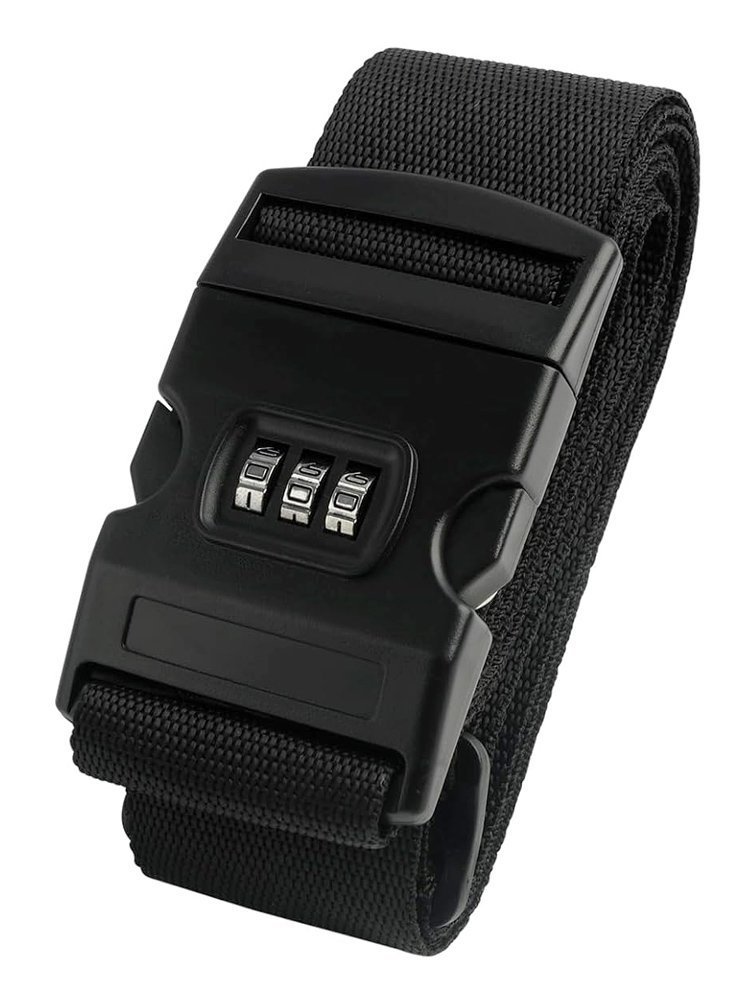 HOME USE ιμάντας βαλίτσας  με λουκέτο συνδυασμού, ρυθμιζόμενος, 2m, μαύρος 8521