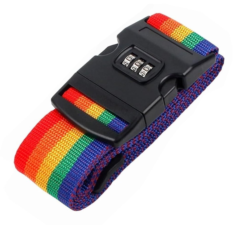 HOME USE ιμάντας βαλίτσας  με λουκέτο συνδυασμού, ρυθμιζόμενος, 2m, πολύχρωμος 8522