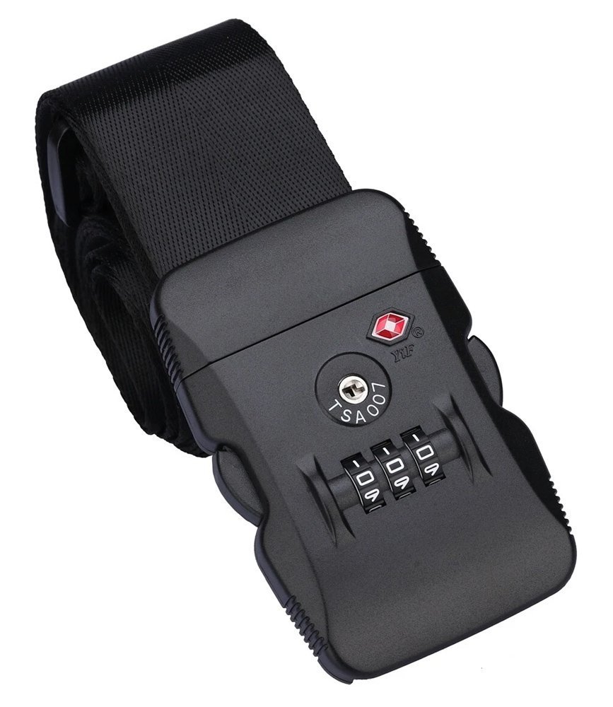 HOME USE ιμάντας βαλίτσας  με λουκέτο συνδυασμού TSA, ρυθμιζόμενος, 2m, μαύρος 8775