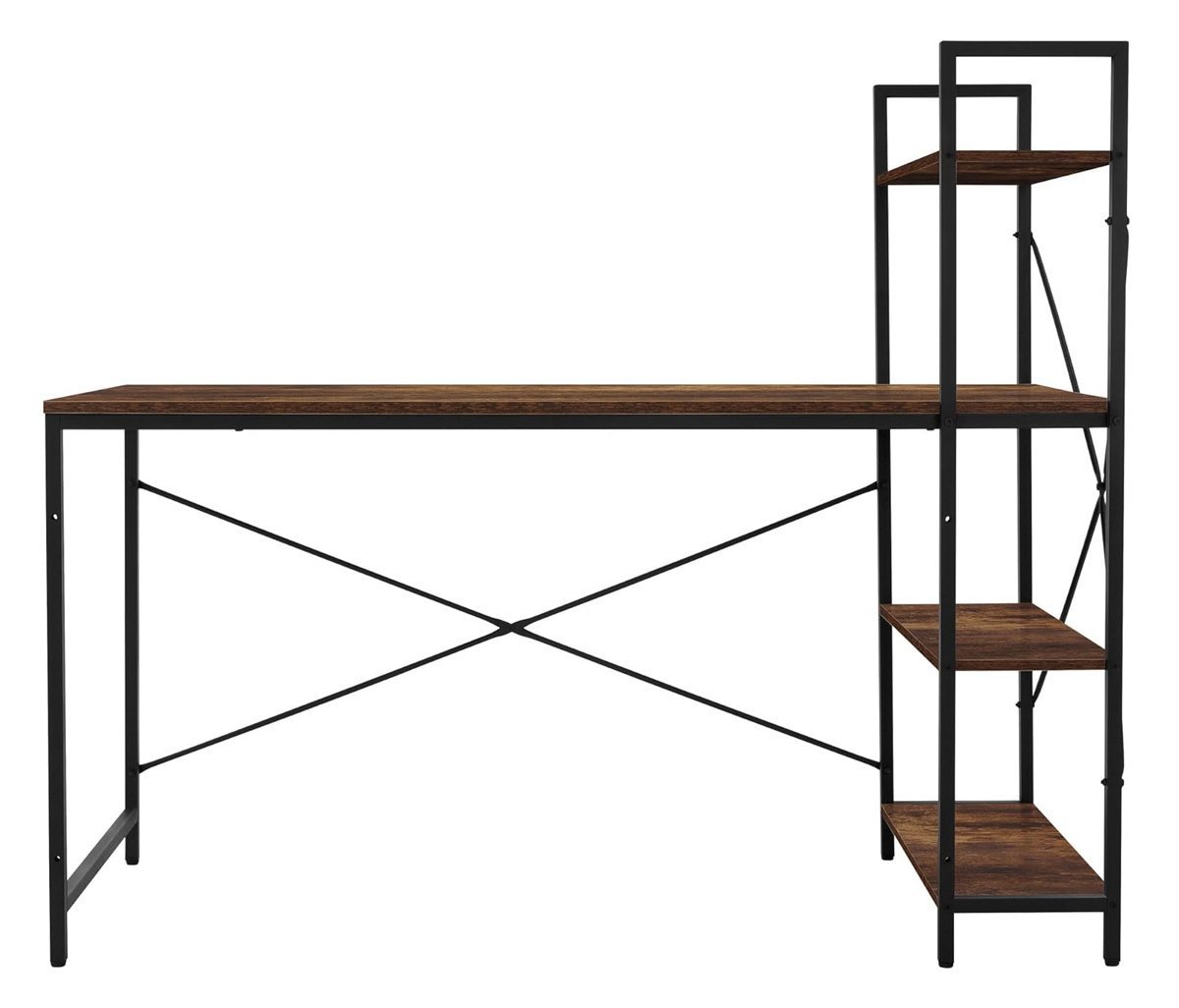 HOME USE γραφείο με ραφιέρα, 120x60x122cm, καφέ/μαύρο 8882 - Image 5