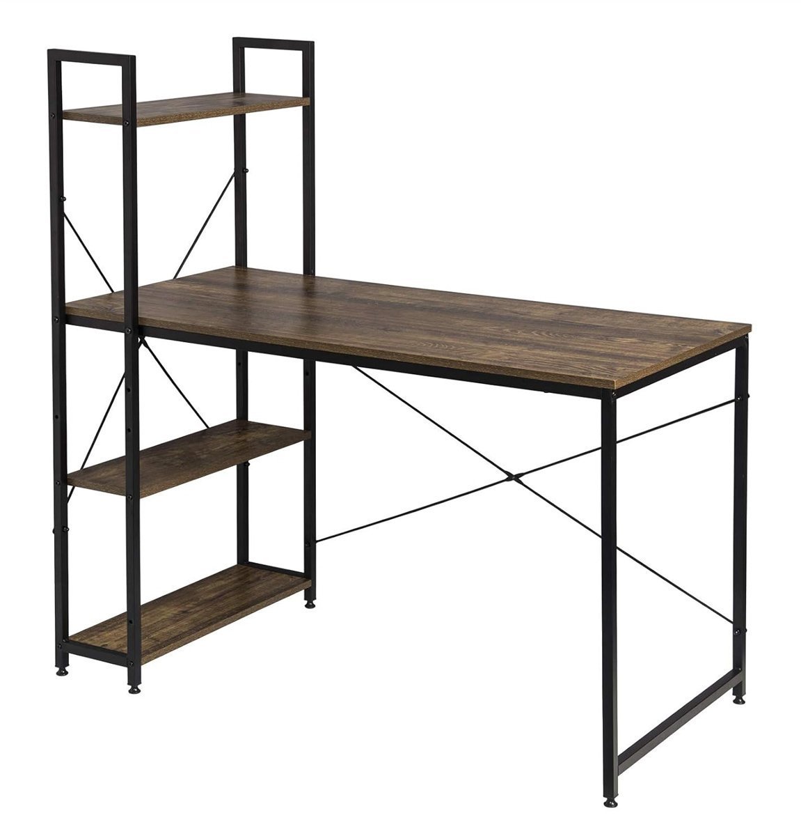 HOME USE γραφείο  με ραφιέρα, 120x60x122cm, καφέ/μαύρο 8882
