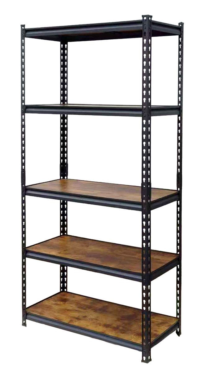 HOME USE μεταλλική ραφιέρα  με 5 ράφια, 90x40x183cm, burned wood