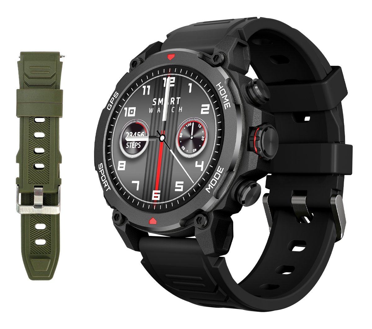 NTME smartwatch G6 με 2x λουράκια, heart rate, 1.43" AMOLED, GPS, 5ATM, titanium black 9185