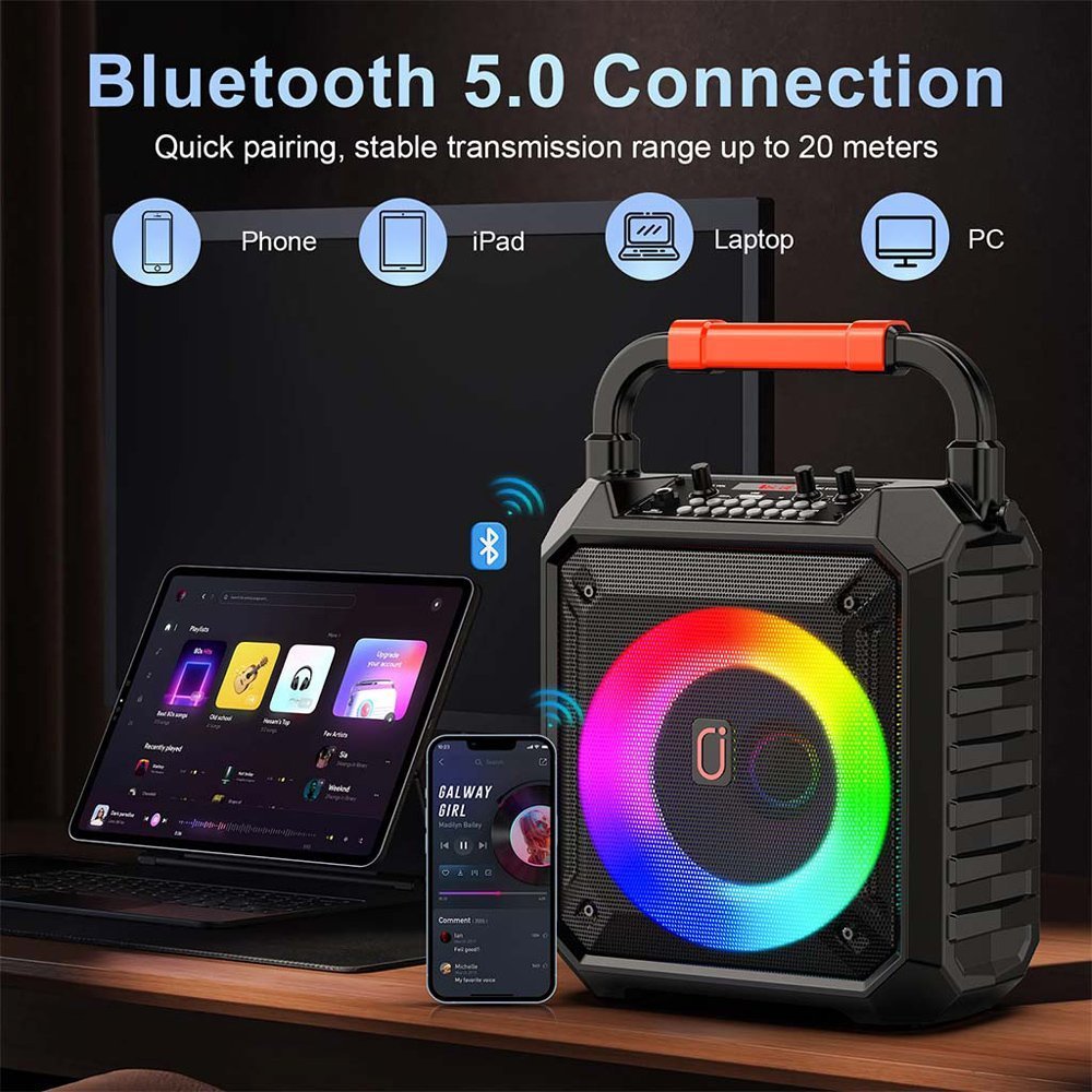 JYX φορητό ηχείο T17-T με 2x μικρόφωνα, 15W, 3000mah, LED, μαύρο 7279 - Image 7