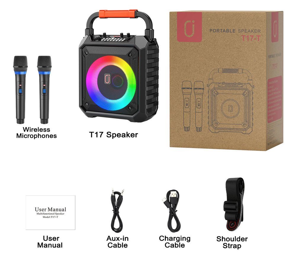 JYX φορητό ηχείο T17-T με 2x μικρόφωνα, 15W, 3000mah, LED, μαύρο 7279 - Image 11